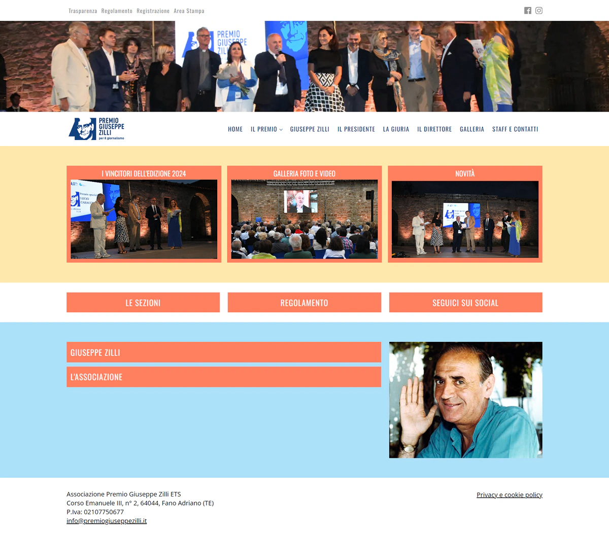 Sito web realizzato per Premio Giuseppe Zilli